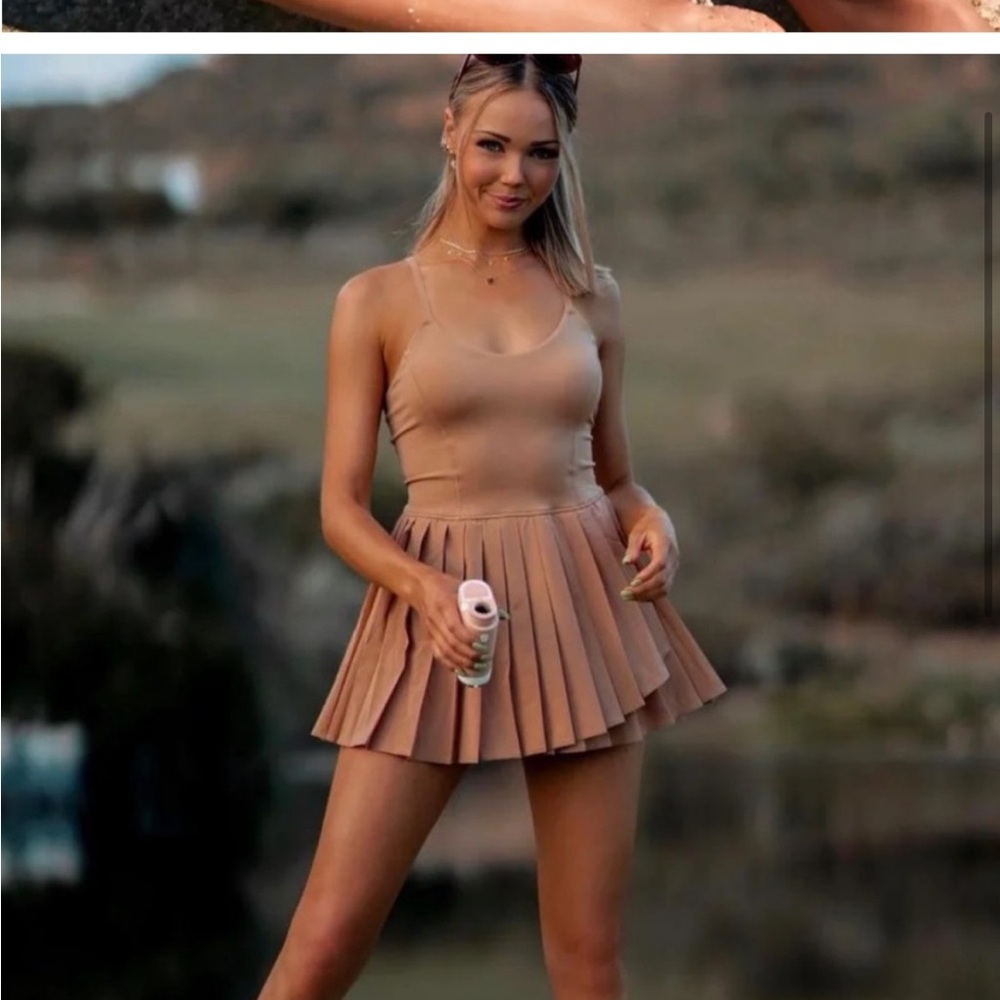 Aerie Tan Real me pleated Dress - Picture 9 of 10